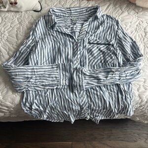 Aerie blue & white striped pajama top